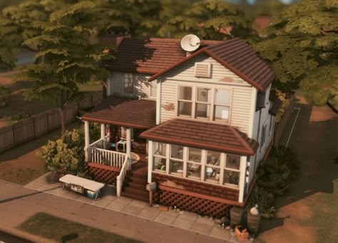 Download on patreon (free) Houses Layout 2 Story, House Design With Plan, Ts4 Newcrest, Sims 4 Town Ideas, Sims 4 Front Porch Ideas, Sims 4 Builds Floor Plans, Sims Builds Floor Plans, Sims 4 Starter Home Layout, 2 Bedroom House Plans Sims 4