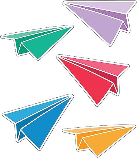 Airplane Party Decorations, Cubby Tags, Airplane Decor, Carson Dellosa, Airplane Party, Bulletin Board Decor, Blue Yellow Orange, Paper Airplane, Board Decoration