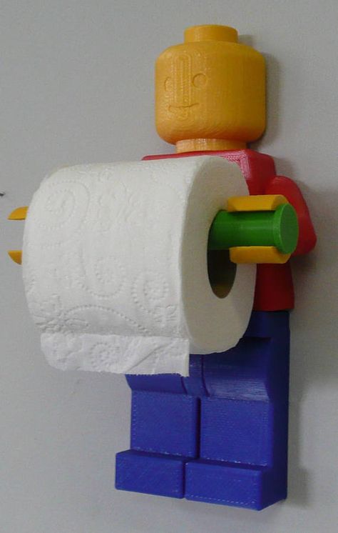 LEGO MAN TOILET PAPER HOLDER BATHROOM MOUNT OR STAND 3D PRINTED - MADE IN USA SIZE: 14 X 8 X 5 (rough size) WE CAN MAKE CUSTOM SIZES!! YOU CAN HANG IT UP, MOUNT IT OR USE IT AS A STAND AS LONG AS THERE IS SUPPORT TO HOLD IT AGAINST THE WALL. 1 OF A KIND LEGO MAN TOILET PAPER HOLDER THIS Lego Bathroom, Christmas Luxury, Lego Man, Lego Room, Lego For Kids, Lego House, Boys Bathroom, Lego Party, Plywood Furniture