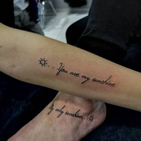 My Sunshine Tattoo, Mother Daughter Tat, Mother Daughter Tats, A Lot Of Tattoos, Flower Tats, Tattoo Dream, Sunshine Tattoo, Mom And Daughter Tattoos, 18th Birthday Party Ideas