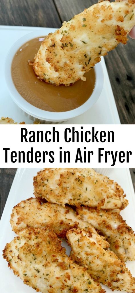 Ranch Chicken Tenders are made in the air fryer for the juiciest, most tender chicken recipe! Chicken Tenders In Air Fryer, Ranch Chicken Tenders, Air Fryer Chicken Tenders, Chicken Tenderloin Recipes, Air Fryer Recipe, Air Fried Food, Air Fryer Oven Recipes, Air Fry Recipes, Tenderloin Recipes