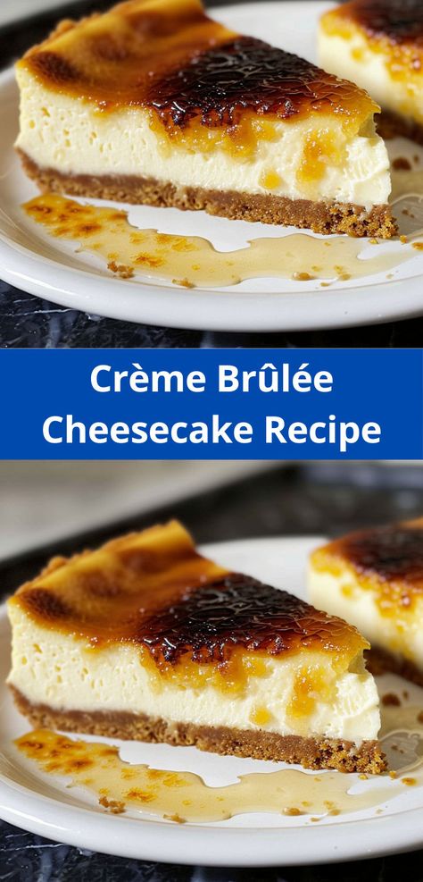 Looking for an easy cheesecake recipe? Our Crème Brûlée Cheesecake Recipe is ideal. Enjoy this creamy and delicious cheesecake dessert this summer. Creme Brulee Cheesecake Recipe, Cheesecake Business, Unique Cheesecake, Brulee Cheesecake, Creme Brulee Cheesecake, Cheesecake Ideas, Recipes Cheesecake, Lemon Blueberry Bread, Birthday Dessert