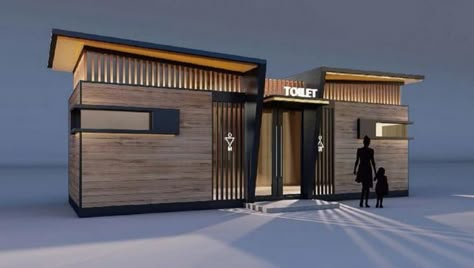 Toilet Exterior Design, Public Toilet Design Outdoor, Toilet Outdoor Design, Modern Building Exterior, Outdoor Toilet Design, Public Toilet Design, Outdoor Restrooms, تصميم دورة مياه, Public Restroom Design