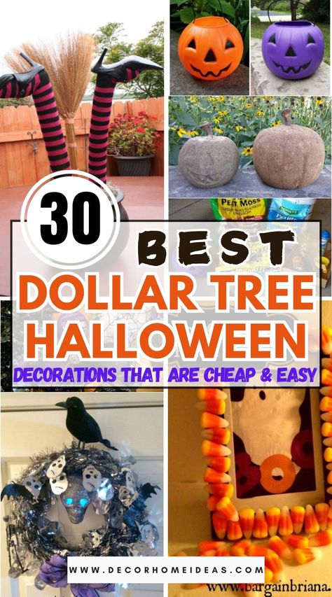 Best Dollar Store Halloween Crafts And Decorations. Trying to spruce up your home with some Halloween fright, but don't want to spend a lot? Well, there are many awesome spooky crafts you can make yourself with just a few simple, cheap supplies from the dollar store. #decorhomeideas Best Diy Halloween Decorations Outside, Halloween Crafts Dollar Store, Dollar Tree Fall Decor Diy Outside, Holloween Decore Idea Dollar Tree, D.i.y Halloween Decorations, Dollar Store Halloween Ideas, Dollar General Halloween Decorations, Dollar Tree Outdoor Fall Decor Diy, Dollar Tree Crafts Halloween Diy Projects