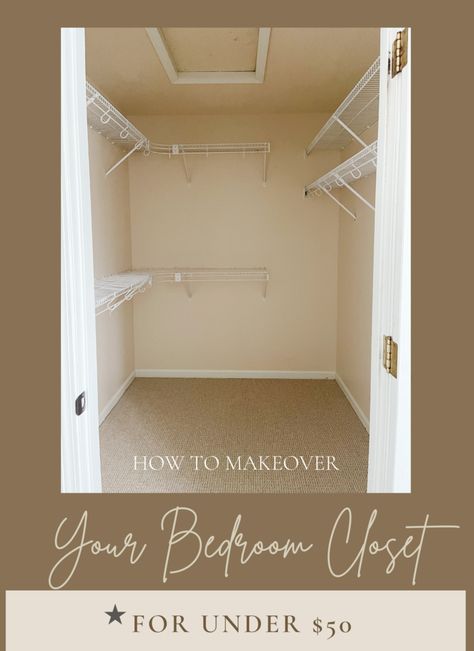 Angled Walk In Closet, Update Walk In Closet, Basic Walk In Closet, Wire Walk In Closet, Closet Remodel Ideas Small Walk In, Modular Closet System Diy, Builder Grade Closet Organization, Easy Walk In Closet Ideas, Closet Configuration Ideas