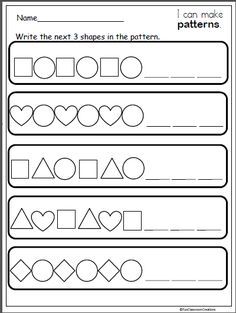 Made By Teachers - Printable Worksheets and Activities Kindergarten Patterning, Preschool Pattern Worksheets, Patterns Math, Pattern Worksheets For Kindergarten, Patterning Kindergarten, Preschool Patterns, Shapes Worksheet Kindergarten, Abc Patterns, Math Patterns