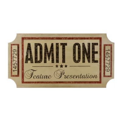 Theater Ticket Wall Plaque | Kirklands Theater Ticket, Theatre Room Ideas, Man Cave Living Room, Movie Room Decor, Mood Board Interior, Wood Wall Plaques, Vintage Theatre, Wooden Wall Plaques, Theater Tickets