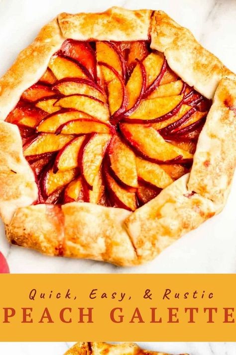 Peach Crostata Recipes, Fresh Peach Pie Recipes Pioneer Woman, Easy Peach Galette, Peach Gallette Recipe Puff Pastry, Single Crust Peach Pie, Puff Pastry Peach Galette, Nectarine Galette Recipe, Easy Galette Recipe, Peach Galette Recipe Puff Pastry