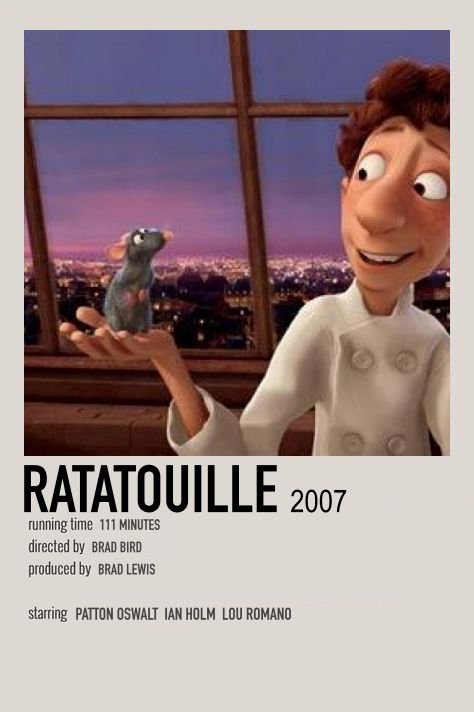 Ratatouille 2007, Brad Bird, Peter O'toole, Polaroid Poster, Will Arnett, Disney Animation, Movie Poster, Disney, Movie Posters