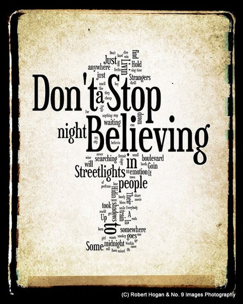 Don't Stop Believing Lyrics - Journey Word Art - Word Cloud Art Print 8x10 - Gift Idea Word Cloud Art, Journey Band, Journey Steve Perry, Beatles Lyrics, Dont Stop Believin, Lyrics To Live By, Dont Stop Believing, Song Lyric Quotes, Steve Perry