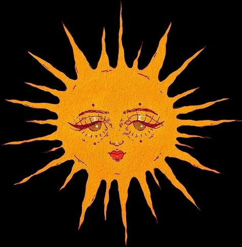 sun☀️ Sun Drawing, Sun Aesthetic, Moon Icon, Sun Painting, Sun Illustration, Moon Drawing, Sun Art, Tarot Art, Art Reference Photos