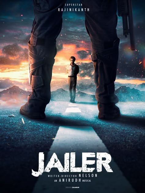 Movie Poster In Photoshop, Action Movie Poster Design, Jailer Poster, Photoshop Movie Poster Ideas, Jailer Movie Poster, Photo Manipulate Poster, Movies Poster Design, Movie Poster Design Ideas Graphics, Creative Graphics Design Ads