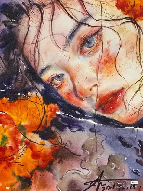 Watercolour Portrait Artists, Colorful Art Inspiration, Yizheng Ke, Portrait Art Drawing, Watercolour Portrait, Watercolor Portrait Painting, Portraiture Art, Portrait Watercolor, Beautiful Painting