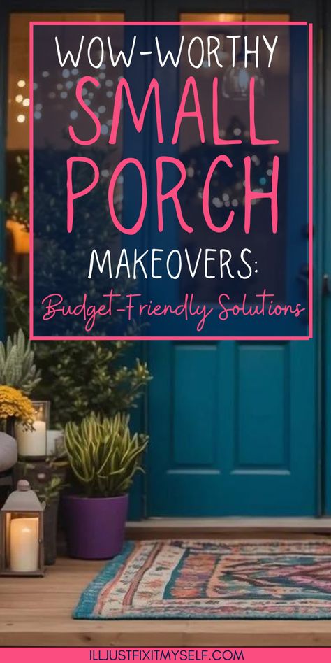 Cozy small porch makeover with budget-friendly touches Budget Porch Makeover, Diy Front Porch Makeover On A Budget, Small Porch Cover Ideas, Front Porch Ideas For Small Porch, Duplex Porch Ideas, Pretty Front Porches, Small From Porch Ideas, Small Outside Porch Ideas, Building A Small Front Porch