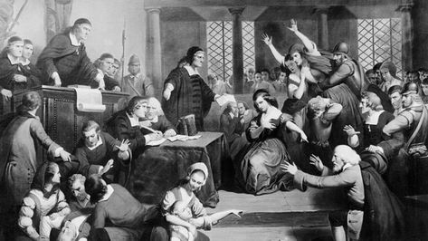 An illustration of the trial of George Jacobs, who was hanged during the Salem witch trials in 1692 Paige Bradley, Prayer For The Nation, Salem Witch Hunt, Separation Of Powers, Jim Crow Laws, Albert Pike, The Salem Witch Trials, Dermot Mulroney, Salem Mass