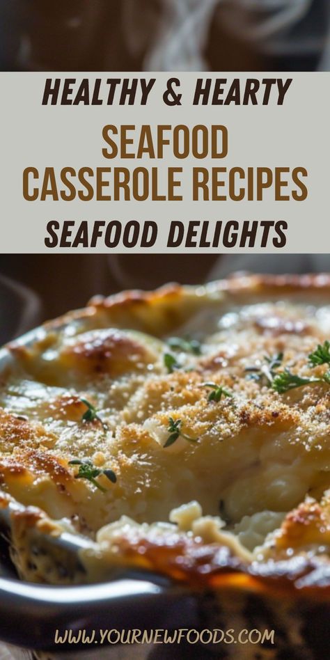 Looking for a healthy yet hearty meal option? Our Seafood Casserole Recipes are packed with nutritious ingredients and the rich flavors of the ocean. Perfect for families looking to enjoy a delicious and balanced meal. Discover your new favorite seafood dish today! #HealthyEating #SeafoodDinner #FamilyMeals #NutritiousAndDelicious #CookingAtHome Crab Casserole Recipes Dinners, Seafood And Rice Casserole Recipes, Seafood Casserole Recipes Baked, Fish Casserole Recipes, Recipes For Dinner Casserole, Crab And Shrimp Recipe, Shrimp Casserole Recipes, Healthy Seafood Dinners, Healthy Seafood Dishes