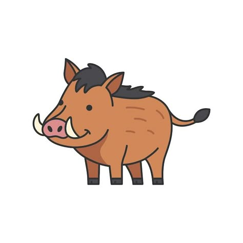 Vector wild boar illustration | Premium Vector #Freepik #vector #wood #nature #tree #grass Wild Pig Illustration, Wild Boar Illustration, Boar Drawing, Pig Art, Wild Boar, Wood Animal, Cute Illustration, Art Toy, Animal Drawings