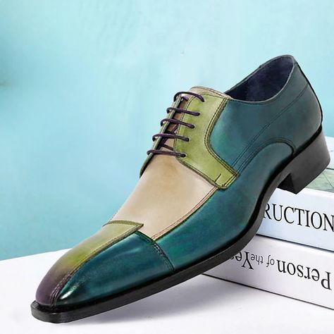 Men's Oxfords Retro Formal Shoes Brogue Dress Shoes Walking Vintage Business Classic Office & Career Party & Evening PU Comfortable Shock Absorbing Wear Resistance Lace-up Black Yellow Blue Color 2024 - $53.99 Handmade Shoes Pattern, Green Ties, Formal Dress Shoes, Blue Jordans, Classic Office, Men's Dress Shoes, Mens Leather Boots, Leather Oxford Shoes, Tassel Loafers