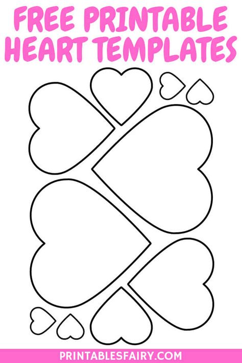 Check out these 8 free printable heart including a large heart, medium heart, small heart, and mixed hearts. The perfect heart stencils for your craft projects #heartprintable #hearttemplate Free Heart Patterns Printable, Heart Patterns Printable Free, Shapes Template Free Printable, Heart Boxes Diy Crafts, Heart Template Printable Free, Free Printable Hearts, Free Printable Heart Template, Hearts Template Printable Free, Heart Shape Pattern Free Printable