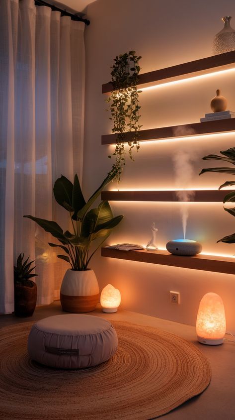 In House Spa Room, Modern Spa Aesthetic, Meditation Living Room Ideas, Spa Waiting Room Ideas, Relaxing Spa Room, Massage Salon Design, Spa Room Decor Ideas, Massage Room Aesthetic, Home Massage Room Ideas