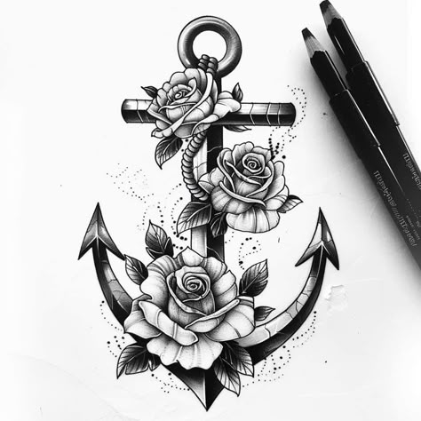 Navy Chief Anchor Tattoo, Anchor Faith Tattoo, Anchor With Wings Tattoo, Female Anchor Tattoo, Boat Anchor Tattoo, Navy Tattoo For Women, Rose And Anchor Tattoo, Anchor Rose Tattoo, Ancora Tattoo