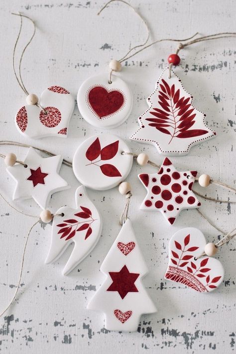 Clay Christmas Decorations, Christmas Image, Ceramic Christmas Decorations, Pottery Ornaments, Small Christmas Tree, Dough Ornaments, Diy Air Dry Clay, Ornaments Christmas Tree, Christmas Clay