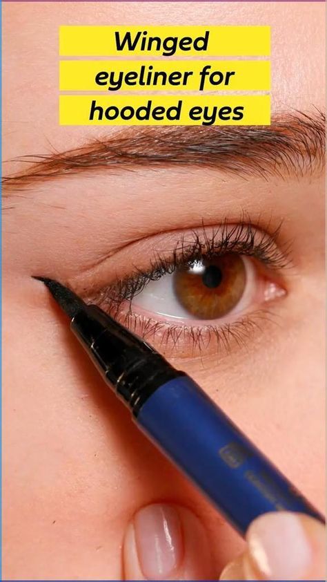 Eyeliner For Hooded Eyelids, Winged Eyeliner Hooded Eyes, Makeup For Hooded Eyelids, Hooded Eyes Tutorial, Hooded Eye Makeup Tutorial, Eyeliner For Hooded Eyes, Eye Makeup Application, Droopy Eyelids, Winged Eyeliner Tutorial