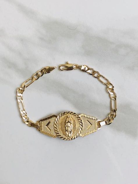 Xv Jewelry, Mexican Bracelets Gold, Gold Bracelet Mexican, Gold Mexican Bracelet, Virgencita Gold Ring, Gold Jewlry, Virgen Bracelets, Virgin Mary Bracelet Gold, Virgin Mary Bracelet