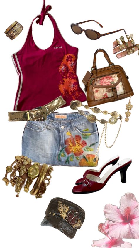 #y2k #itgirl Y2k Italian Fashion, Tropical Y2k Outfits, Y2k Outfits Colorful, Y2k Outfit Layout, Girly Y2k Outfits, Shein Outfits Summer 2020, Simple Y2k Outfit, 2000s Summer Fashion, Y2k Lookbook