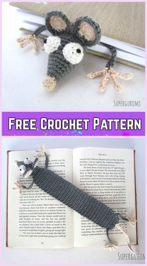 Crochet Rat Bookmark Amigurumi Free Patterns with Video Rat Bookmark, Crochet Rat, Crochet Bookmarks Free Patterns, Marque-pages Au Crochet, Crochet Phone Cases, Crochet Bookmark Pattern, Crochet Bookmark, Crochet Mobile, Confection Au Crochet