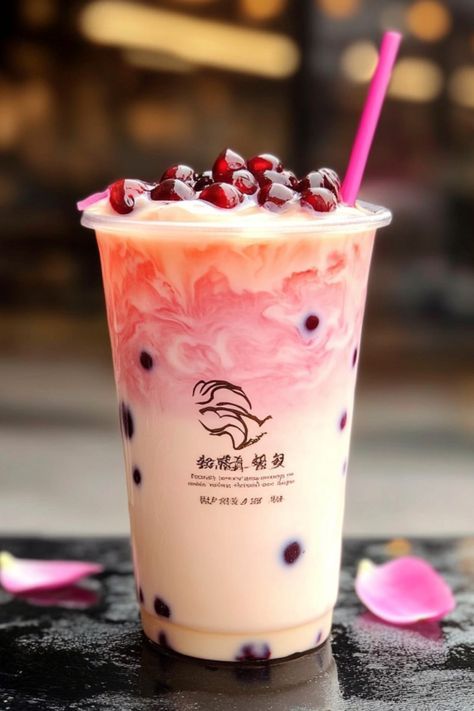 Read this guide and learn how to make rosehip milk tea and why it's the hip drink of the moment at boba tea shops around the world. Bobo Tea, Bubble Tea Aesthetic, Boba Tea Shop, Milk Tea Recipe, Healthy Teas Recipes, Cute Boba Tea, Boba Tea Recipe, Bubble Fruit, Boba Shop