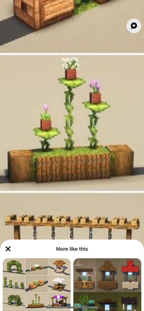 Minecraft Ideas Greenhouse, Butterfly Banner Minecraft, Good Minecraft Seeds For Building, Minecraft Fruit Stand, Minecraft Bedrock Banner Designs, Minecraft Building Ideas Garden, Minecraft Hanging Plant, Minecraft Plant Ideas, Greenhouse Minecraft Ideas