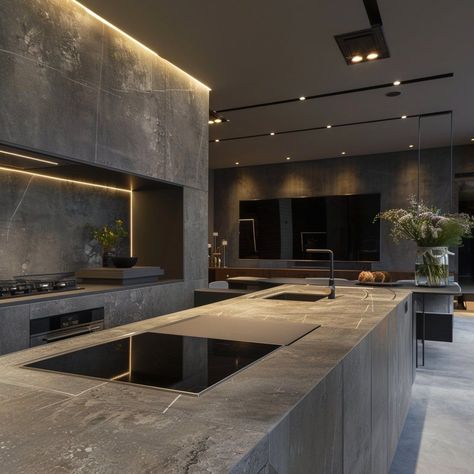 Kitchen Goals Luxury, Espresso Interior Design, Modern Kitchen Design Light Grey, Home And Lifestyle, Massive Island Kitchen, Large Modern Kitchen Design, Kitchen Ideas Mansion, Howdens Kitchen Colours, Luxury Bbq Area