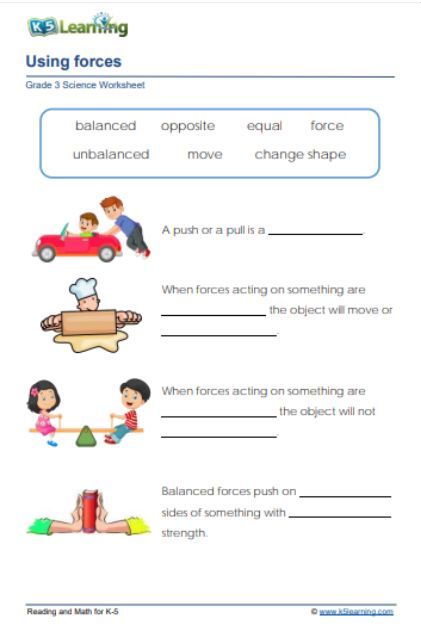 Force Worksheet For Grade 3, Balanced And Unbalanced Forces 3rd Grade, Balanced And Unbalanced Forces Activity, Report Card For Kindergarten, Forces And Motion 3rd Grade, Grade 3 Science Worksheets, 3rd Grade Science Worksheets, Friction Activities, Force And Motion Worksheets