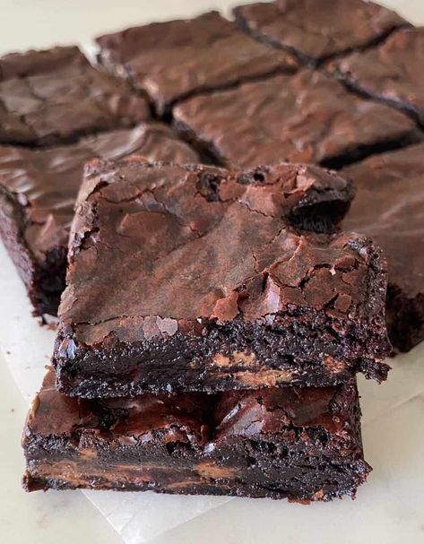 Fudgy Homemade Brownies - Picky Palate -BEST Chewy Brownie Recipe!