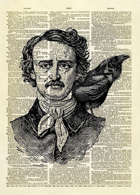 Edgar Allen Poe Art, Poe Boy, The Tell Tale Heart, Trolls Movie, Allen Poe, Dictionary Art Print, Dictionary Page, Edgar Allen Poe, Vintage Dictionary