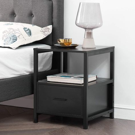 Storage In Bedroom, Nightstand Cabinet, Living Room Small Space, Modern Bed Set, Black Bedside Table, Style Nightstand, Nightstand Set Of 2, Wooden Nightstand, Bedside Night Stands