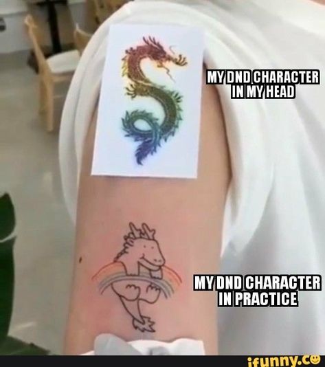 Rainbow Dragon, Dungeons And Dragons Memes, Dragon Memes, Dnd Funny, Tattoo Photography, Cute Tattoos For Women, D&d Dungeons And Dragons, Popular Tattoos, Dragon Tattoo