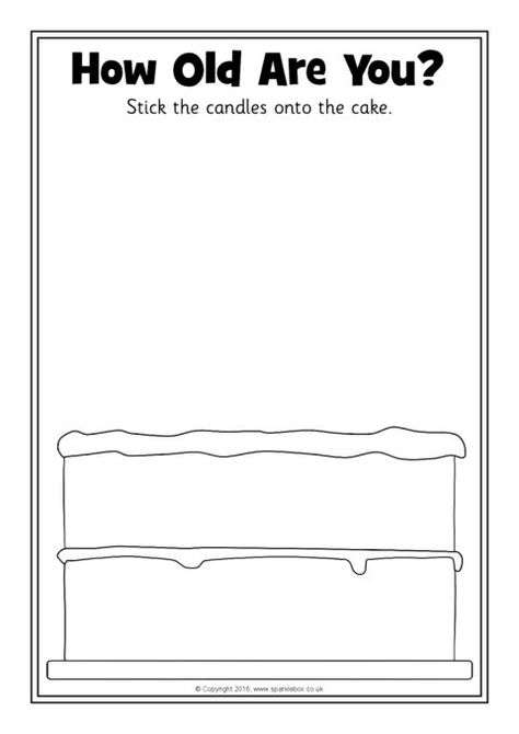 How Old Are You? Birthday Cake Candles Cut-and-Stick Activity (SB11407) - SparkleBox Birthday Cake Worksheet Preschool, Birthday Cake Activity Preschool, Birthday Activity For Preschoolers, Birthday Activity Preschool, My Birthday Worksheets For Kids, Birthday Activities Preschool, Birthday Preschool Activities, Birthday Worksheets For Kids, How Old Are You