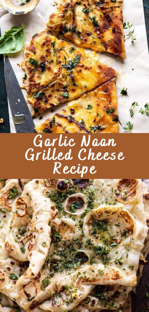 Garlic Naan Grilled Cheese Recipe - Cheff Recipes Naan Grilled Cheese, Plain Naan, Green Shakes, Grilled Cheese Recipe, Garlic Naan, Grilled Cheese Recipes, Taste Made, Naan Bread, Sliced Tomato