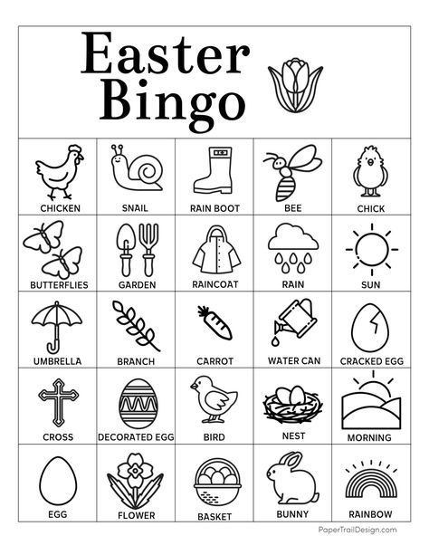 Easter Bingo Cards, Fun Easter Games, Bingo Books, Free Easter Coloring Pages, Easter Bingo, Free Printable Bingo Cards, Bingo Games For Kids, Paper Trail Design, Free Bingo Cards