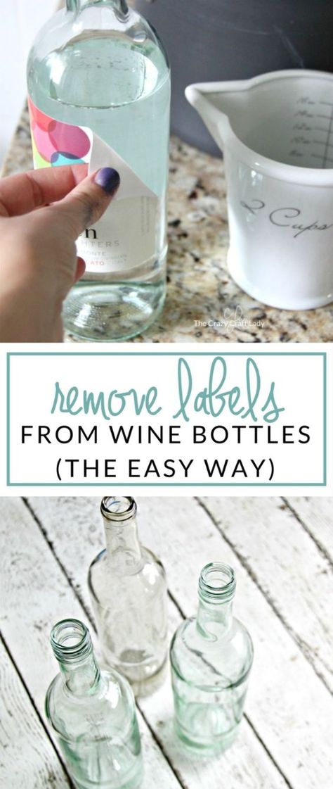 Come learn how to Remove Labels from Wine Bottles - the Easy Way! No need for soaking or special supplies. Discover the quickest and cleanest way to remove labels form glass bottles. This is a simple way to prep wine bottles to use in craft projects. Homemade Toilet Cleaner, Cleaning Painted Walls, Glass Cooktop, Remove Labels, Wine Bottle Art, Deep Cleaning Tips, Wine Bottle Diy Crafts, Wine Bottle Diy, Glass Bottle Crafts