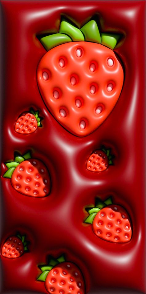 Strawberries Wallpaper in 3d inflate 3d Fruit Wallpaper, Strawberry 3d Wallpaper, Inflated Wallpapers, Inflated Wallpaper, Strawberries Wallpaper, Strawberry Wallpaper, 3d Wallpaper Cute, Cute Home Screen Wallpaper, Jelly Wallpaper