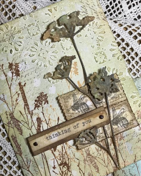 Tim Holtz Mixed Media, Mixed Media Art Techniques, Tim Holtz Dies, Tim Holtz Stamps, Mixed Media Cards, Tim Holtz Cards, Shabby Chic Cards, Be Awesome, Distress Oxides