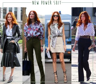 {images via 1, 2, 3, 4} Work Appropriate Outfits, Redhead Fashion, Wardrobe Plan, Taylor Tomasi, Fiery Red Hair, Taylor Tomasi Hill, Stockholm Street Style, Khaki Skirt, White Turtleneck