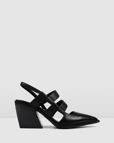 Jo Mercer, Shoe Wardrobe, Mid Heel Shoes, Heels Online, Mid Heel Sandals, Slingback Heel, Heels Black, Sleek Fashion, Black Leather Boots