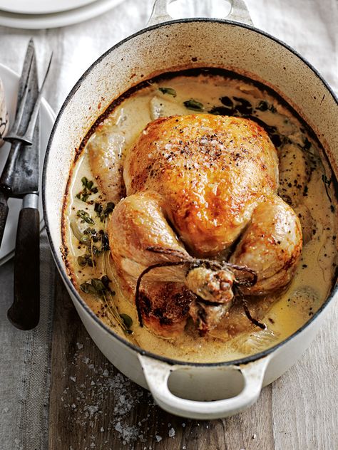 Milk Braised Dijon Chicken | Donna Hay  speedy recipe for milk-braised Dijon chicken is everything you want – super juicy on the inside and wonderfully crispy on the outside. Donna Hay Recipes, Dijon Chicken, Donna Hay, Poultry Recipes, Roasted Chicken, Dutch Oven, Dijon, Chicken Dinner, Paneer