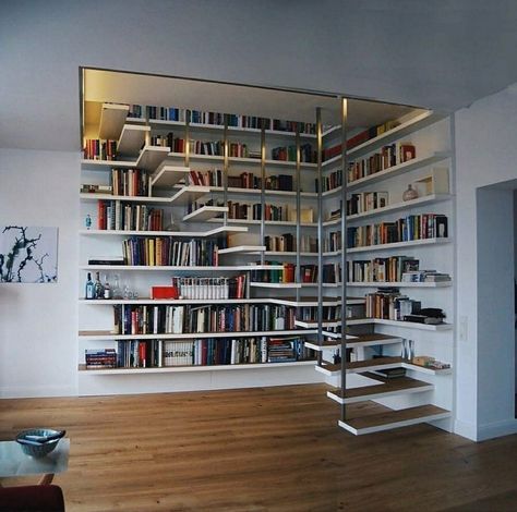 Stair Case, Interior Stairs, Library Design, Staircase Design, Style At Home, Home Library, Stairs Design, Dream House Decor, House Inspo