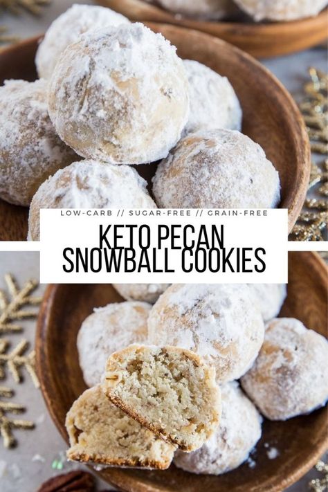 Pecan Snowballs, Pecan Snowball Cookies, Keto Christmas Cookies, Keto Baking, Keto Holiday, Postre Keto, Keto Christmas, Cookies Ideas, Snowball Cookies