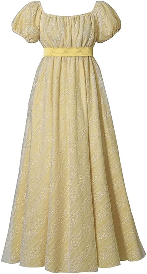 1800s Dresses, Empire Waist Dresses, Empire Style Dress, Gown Yellow, Light Yellow Dresses, Regency Gown, Empire Maxi Dress, Dress Name, Regency Dress